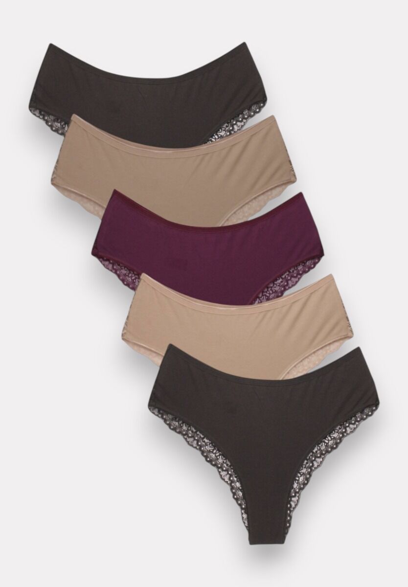 Brazil Slip με δαντέλα ψηλοκάβαλα Sexen Lisa Colors 5 Tεμ.