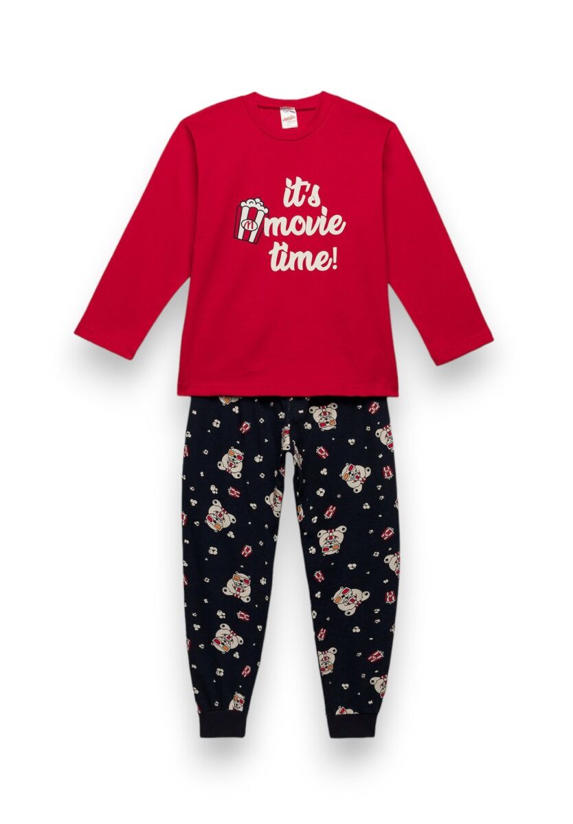 Πιτζάμα παιδική Pop Corn Minerva Red