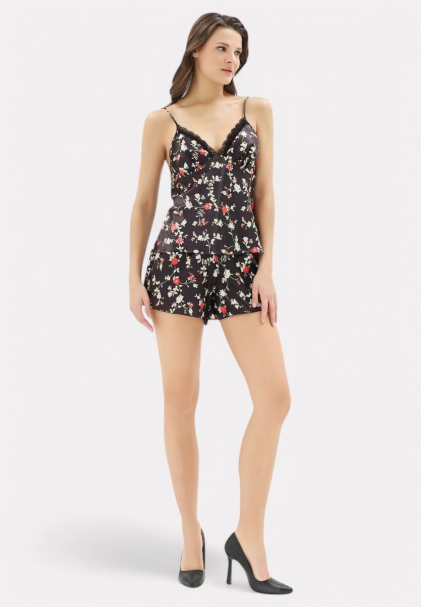 Babydoll Satin Moongirl Black Floral