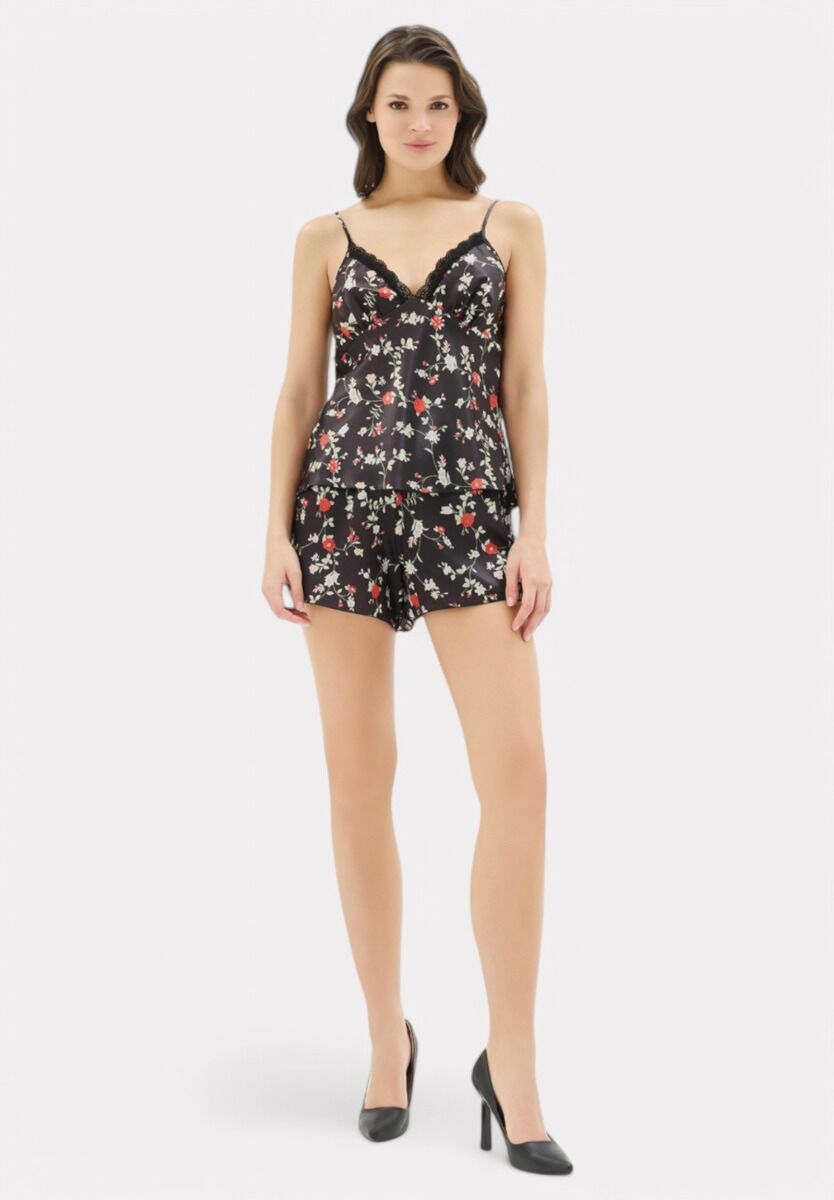 Babydoll Satin Moongirl Black Floral