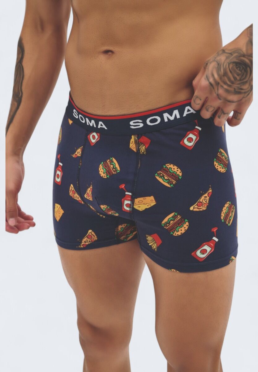 Κοντινή λήψη boxer με fast food print – Soma underwear

