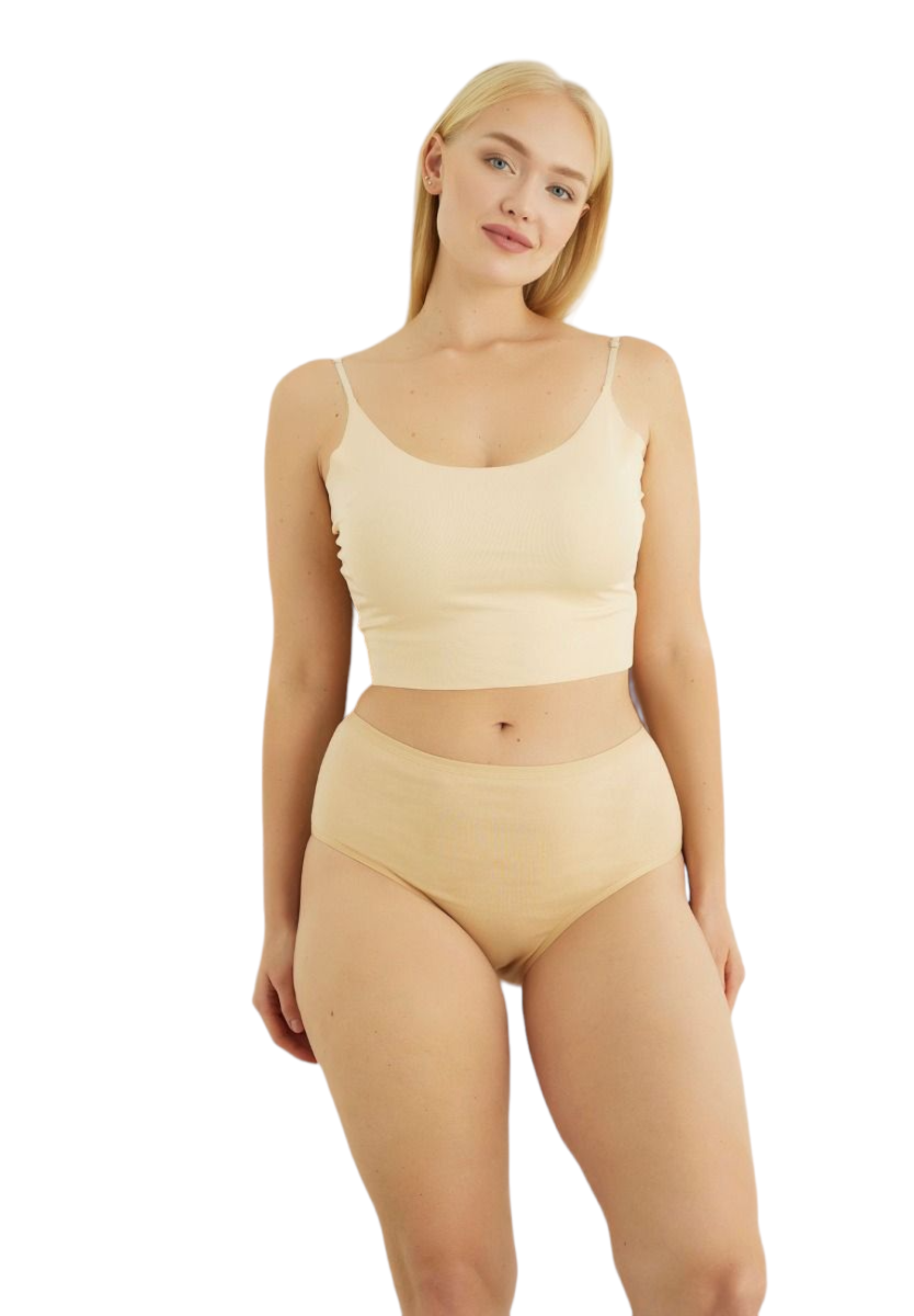 Σλιπ γυναικεία ψηλόμεσα maxi 3/4 Monica Beige 5 Τεμ.