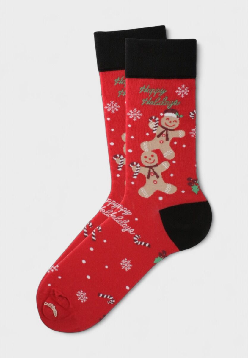 Χριστουγεννιάτικες κάλτσες Soma Socks Gingerbread Joy με σχέδιο μπισκοτένιο ανθρωπάκι σε κόκκινη απόχρωση