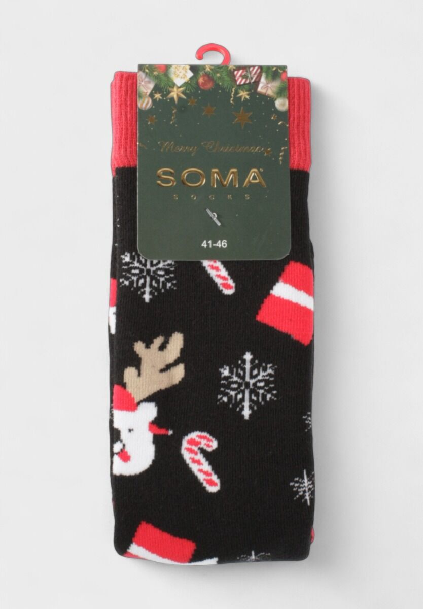 Χριστουγεννιάτικες πετσετέ κάλτσες SOMA Socks με σχέδιο αρκουδάκι, γλειφιτζούρια και χιονονιφάδες