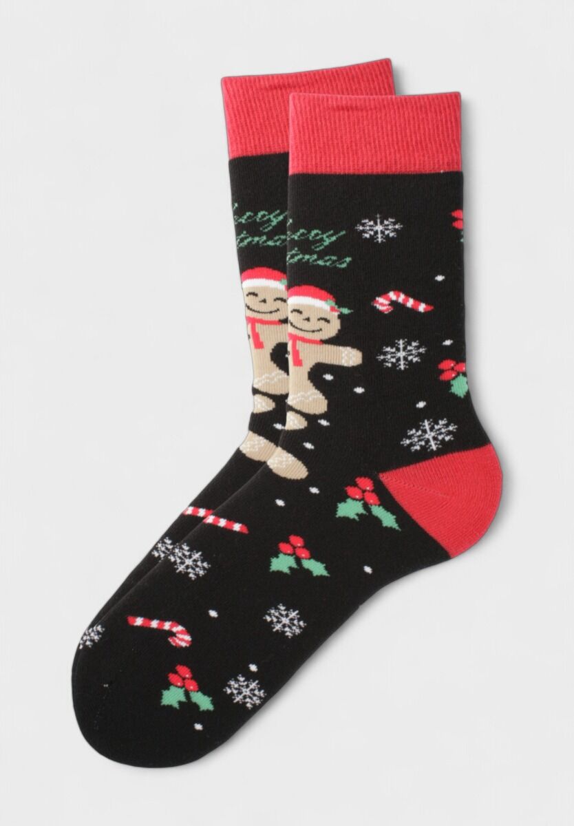 Χριστουγεννιάτικες πετσετέ κάλτσες Soma Socks Gingerbread Joy με σχέδιο μπισκοτάκια και χιονονιφάδες
