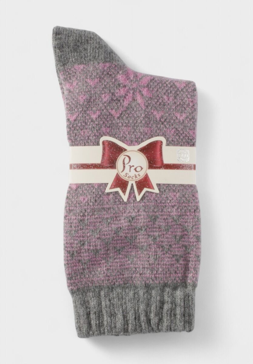Γυναικεία μάλλινη κάλτσα Pro Socks Pink Frost γκρι-ροζ