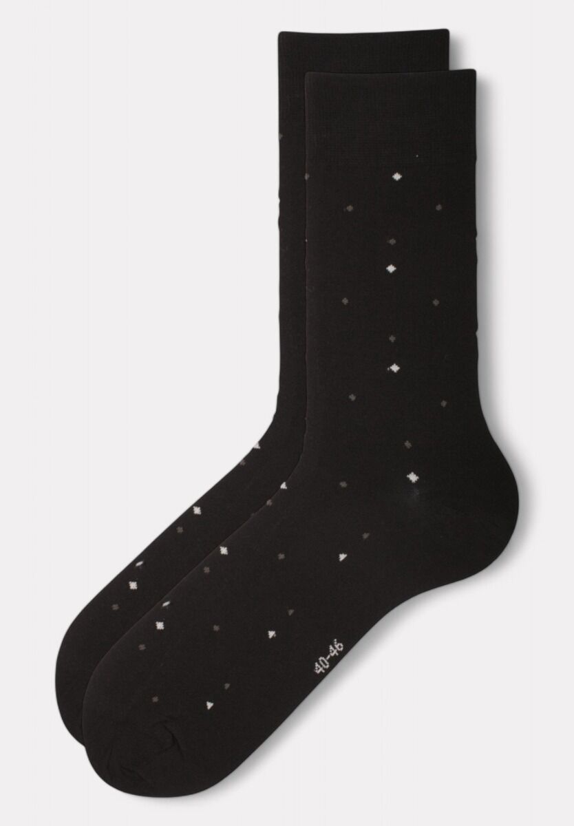 Κάλτσες ανδρικές βαμβακερές Linea D'oro Black Dots  σε οικονομικό πακέτο 2 τεμαχίων