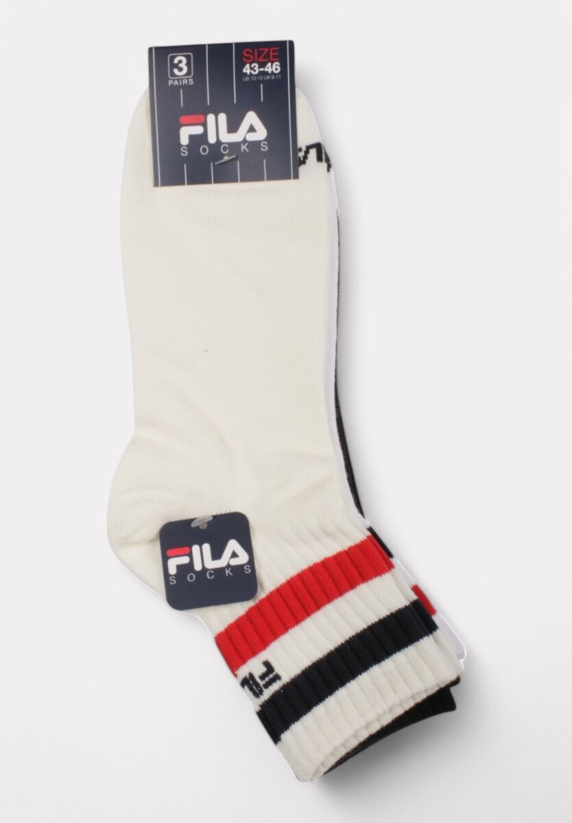  Fila Lifestyle Quarter Socks White/Sand/Navy 3 τεμάχια