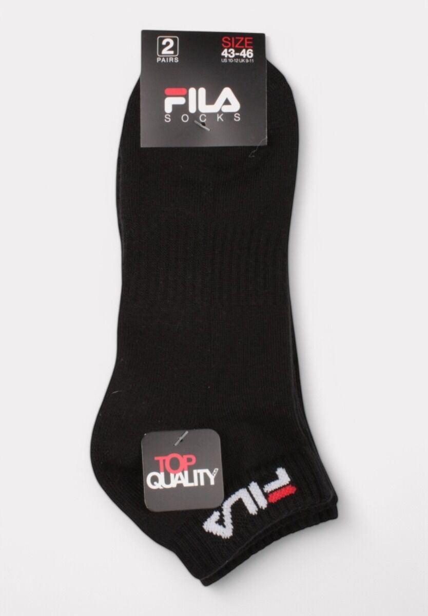 Fila Quarter Plain Half Terryprewsd Unisex Black Socks 2 τεμάχια