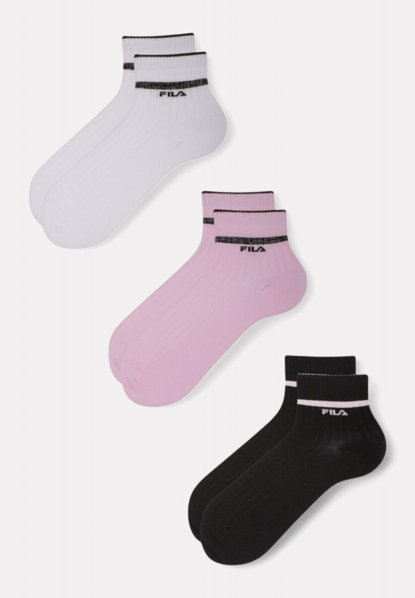 Fila Quarter Socks F6797 White Sweet Pink - 3 τεμάχια