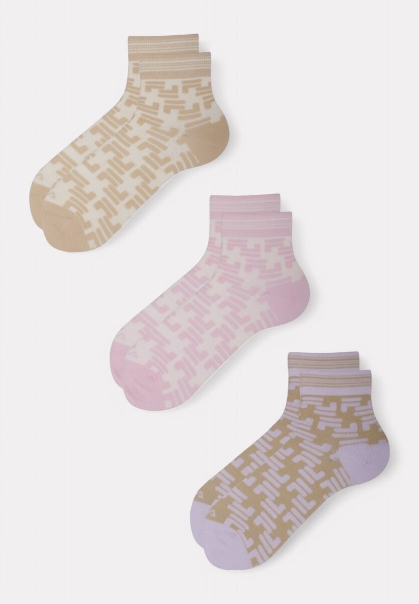Fila Quarter Socks F3613 Cream Pink- 3 τεμάχια
