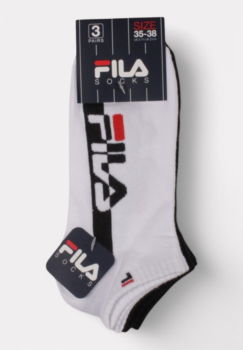 FILA Παιδικές Κάλτσες (3 Ζευγάρια) – Logo Print Λευκό & Μαύρο