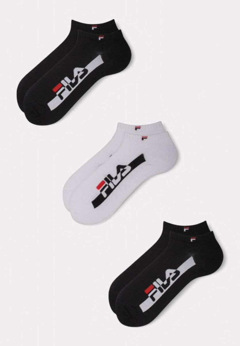 FILA Παιδικές Κάλτσες (3 Ζευγάρια) – Logo Print Λευκό & Μαύρο