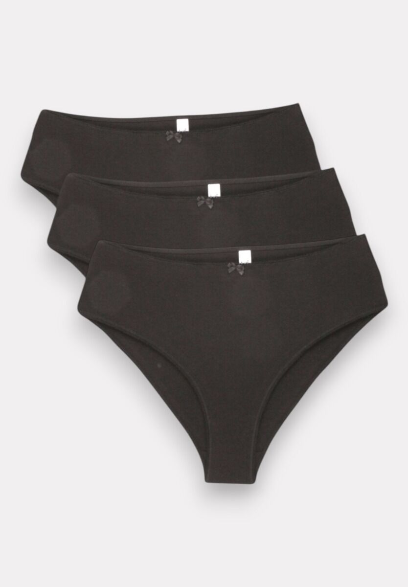 Σλιπ γυναικεία High Waist Bikini New Bra Lingerie Black 3 Τεμ.
