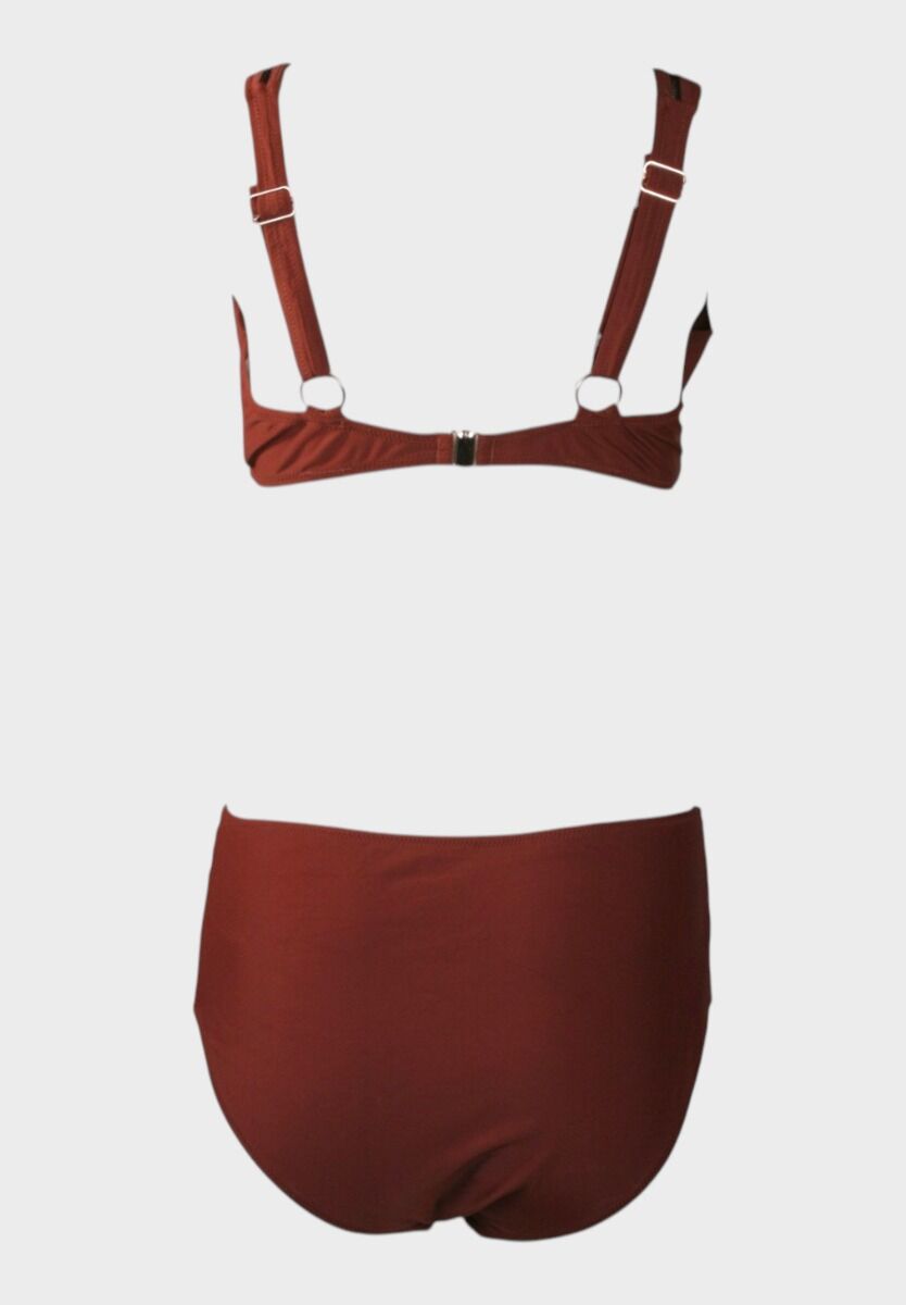 γυναικείο μαγιό καφέ, μαγιό σετ bralette, μαγιό ψηλόμεσο, μαγιό με ενίσχυση, γυναικείο μαγιό closet22


