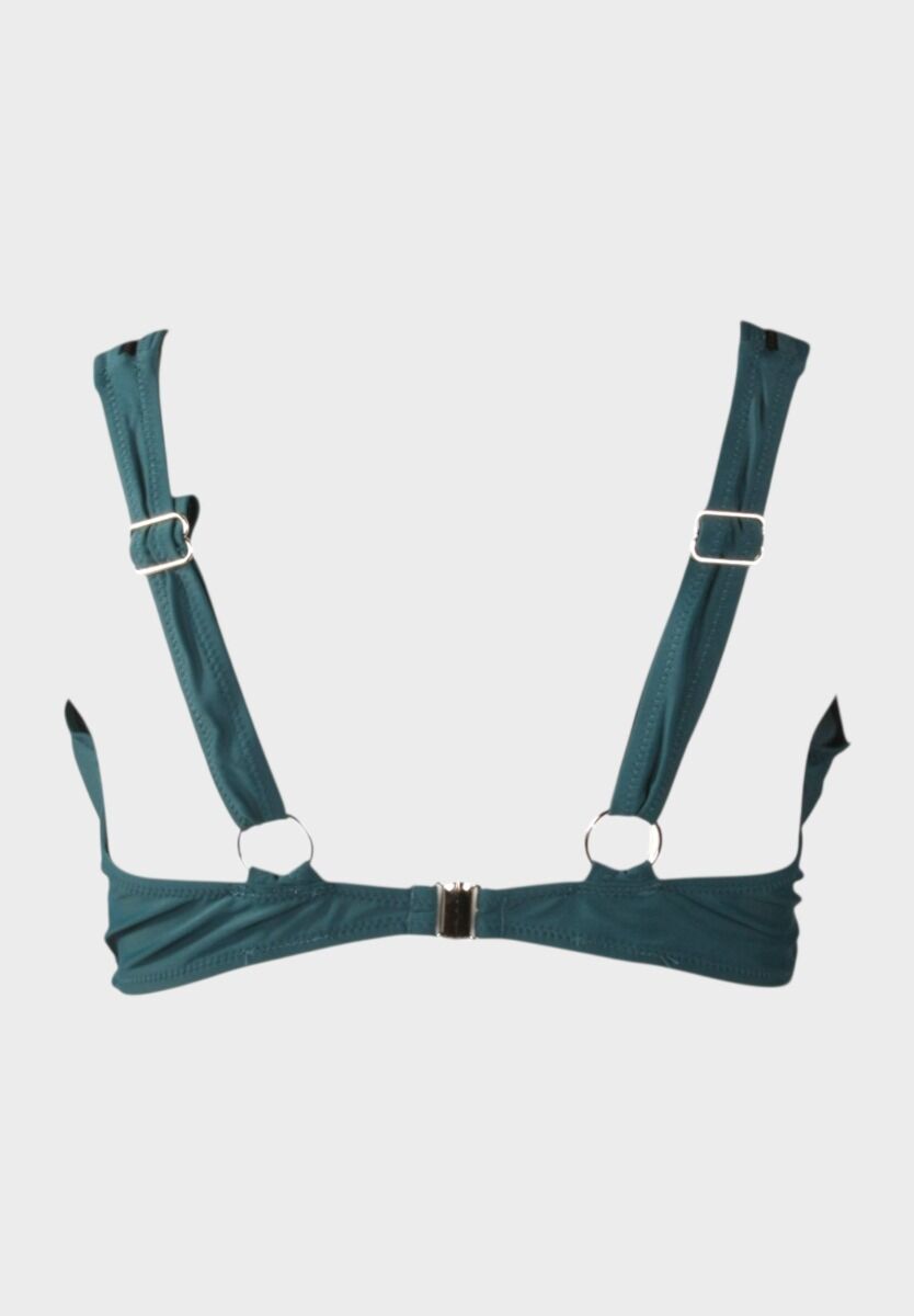 Πράσινο γυναικείο σετ μαγιό με τοπ τύπου bralette και ψηλόμεσο σλιπ