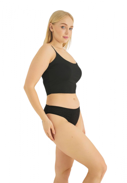 Σλιπ γυναικεία mini ψηλοκάβαλα Sexen πουά Laura Black 5 τεμάχια
