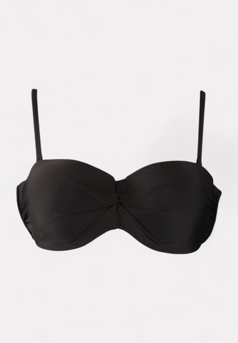 Γυναικείο μαγιό μπικίνι AG-88168-3 με μαυρο strapless top και τροπικό ψηλόμεσο κάτω μέρος


