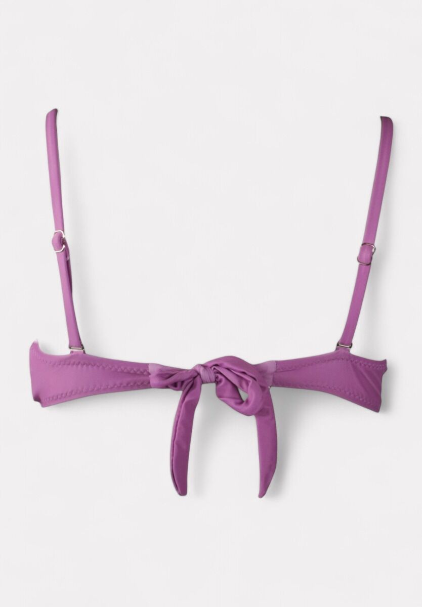 Γυναικείο μαγιό μπικίνι AG-88168-3 με μωβ strapless top και τροπικό ψηλόμεσο κάτω μέρος

