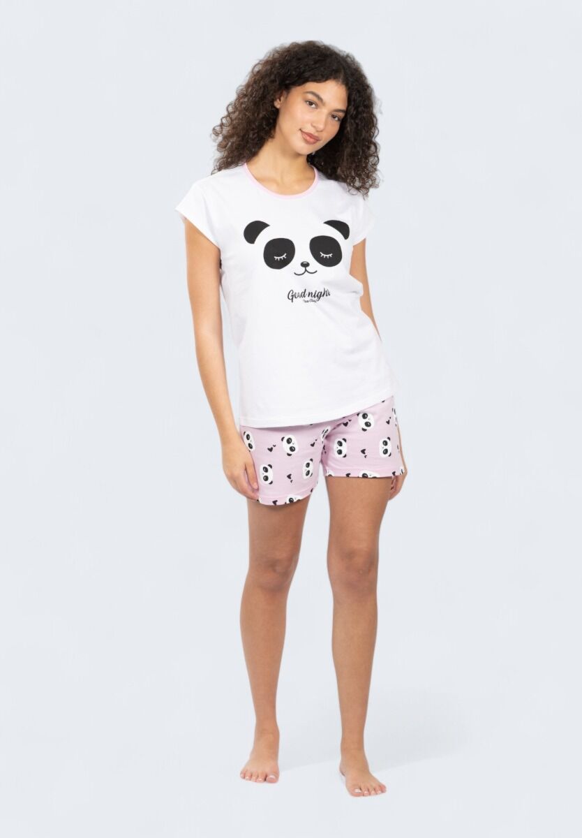 Γυναικεία Πιτζάμα Panda 100% Βαμβάκι Nina Club Ροζ