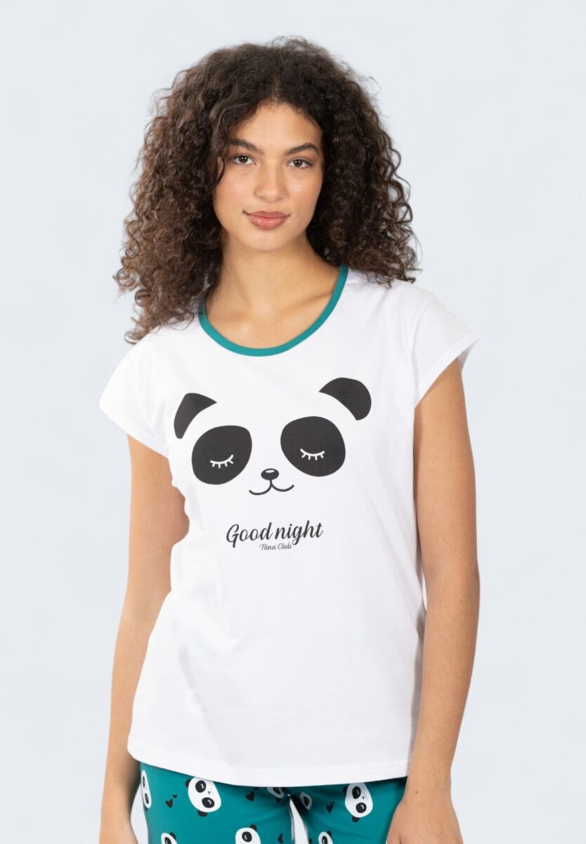 Γυναικεία Πιτζάμα Panda 100% Βαμβάκι Nina Club Πράσινο