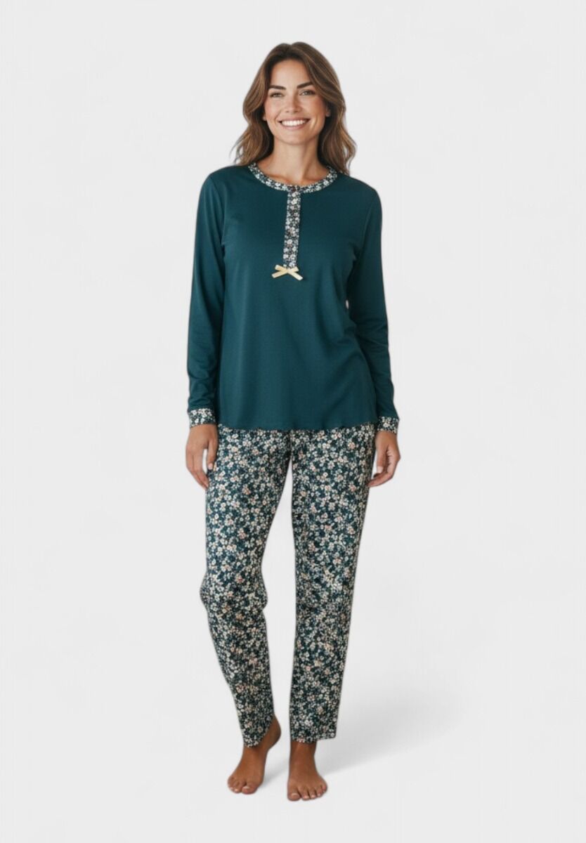 Γυναικεία Βαμβακερή Πιτζάμα Floral Green – Collection