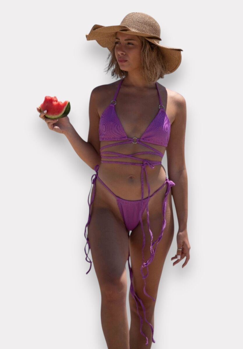 Μαγιό γυναικείο Bikini Set με Διπλό Δέσιμο & Brazil Κόψιμο Lilac