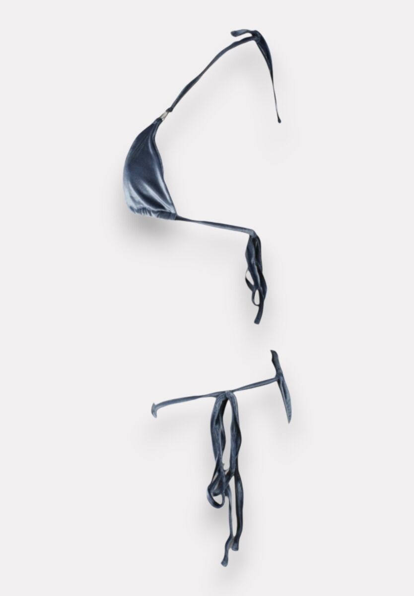 Μαγιό γυναικείο Bikini Set με Διπλό Δέσιμο & Brazil Κόψιμο Blue Anthracite