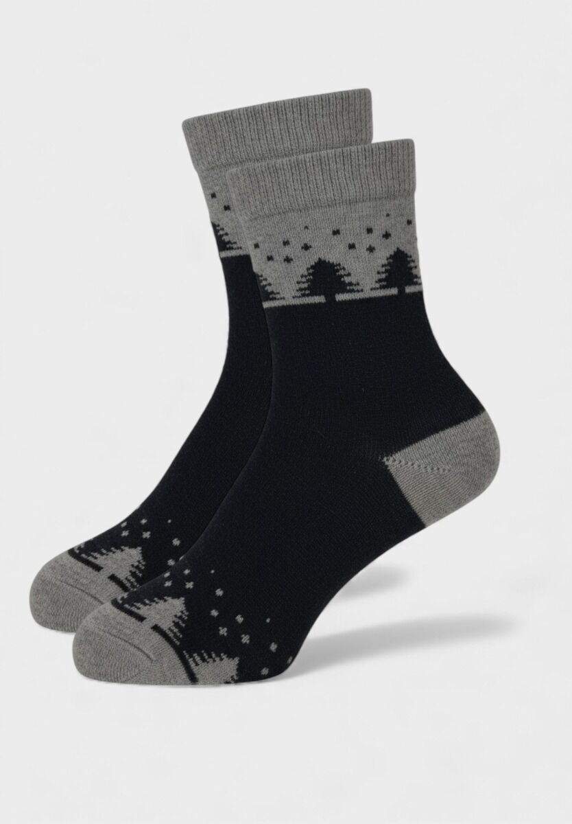 Γυναικεία μάλλινη κάλτσα Pro Socks Frosty Night σε μαύρο-γκρι