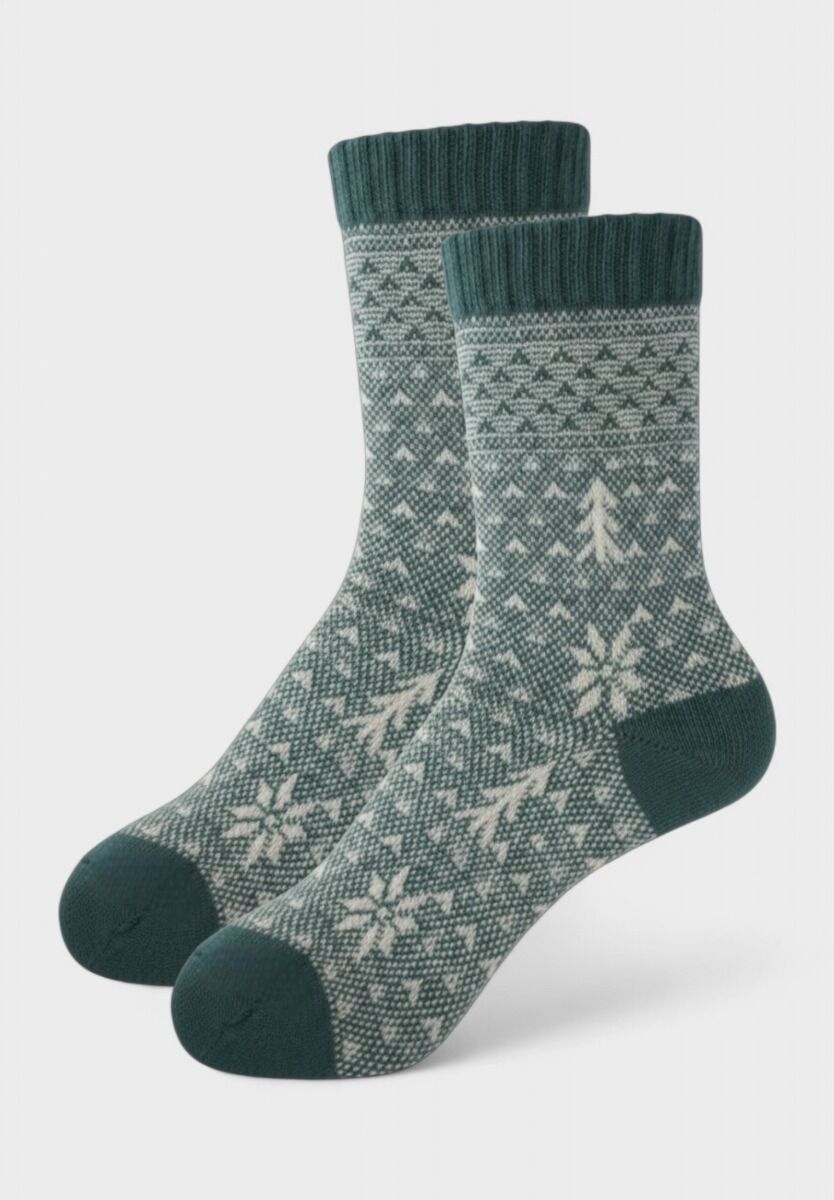 Γυναικεία μάλλινη κάλτσα Pro Socks Winter Pine Breeze πράσινη