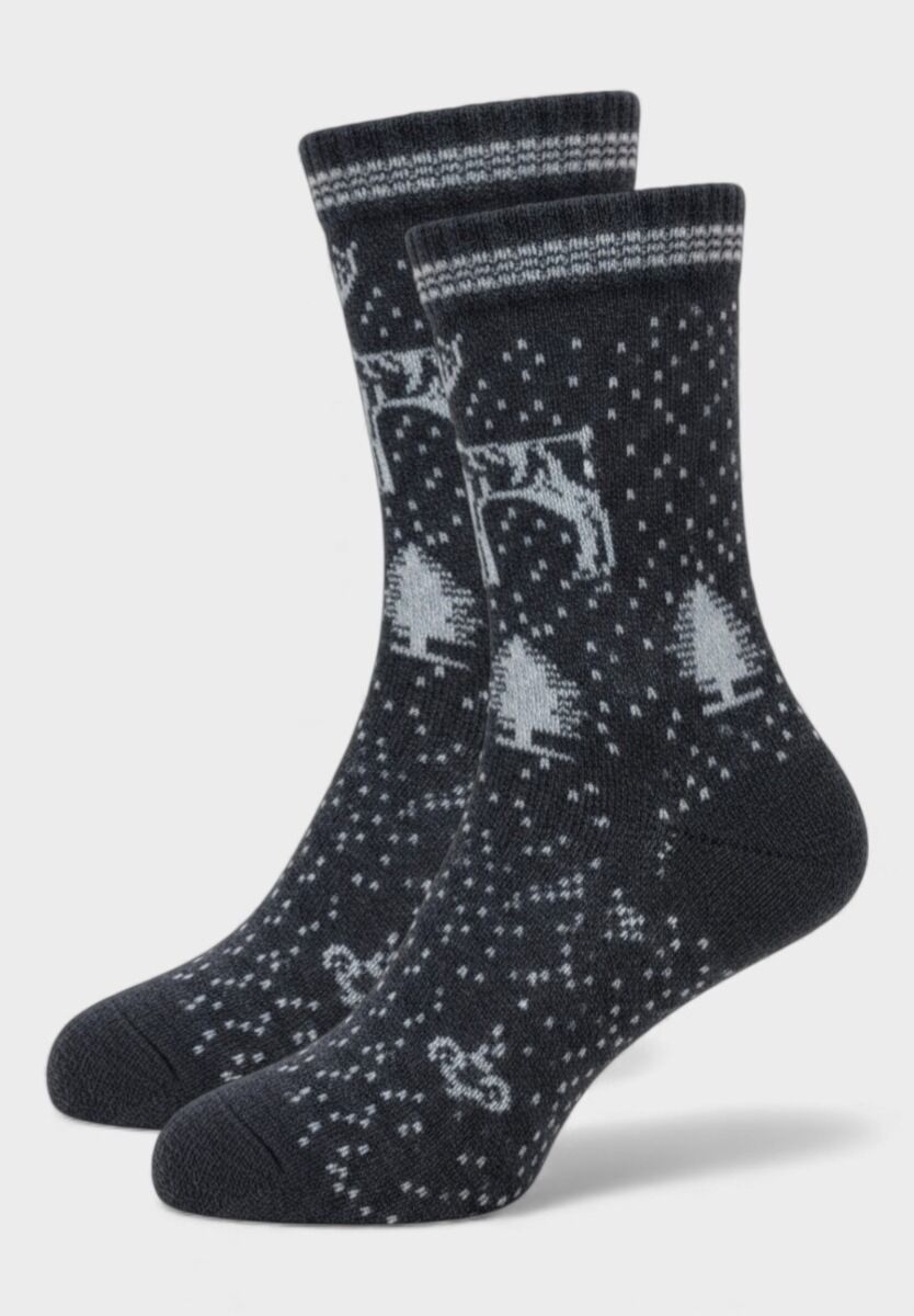 Γυναικεία μάλλινη κάλτσα Pro Socks ανθρακί με σχέδιο ελάφι