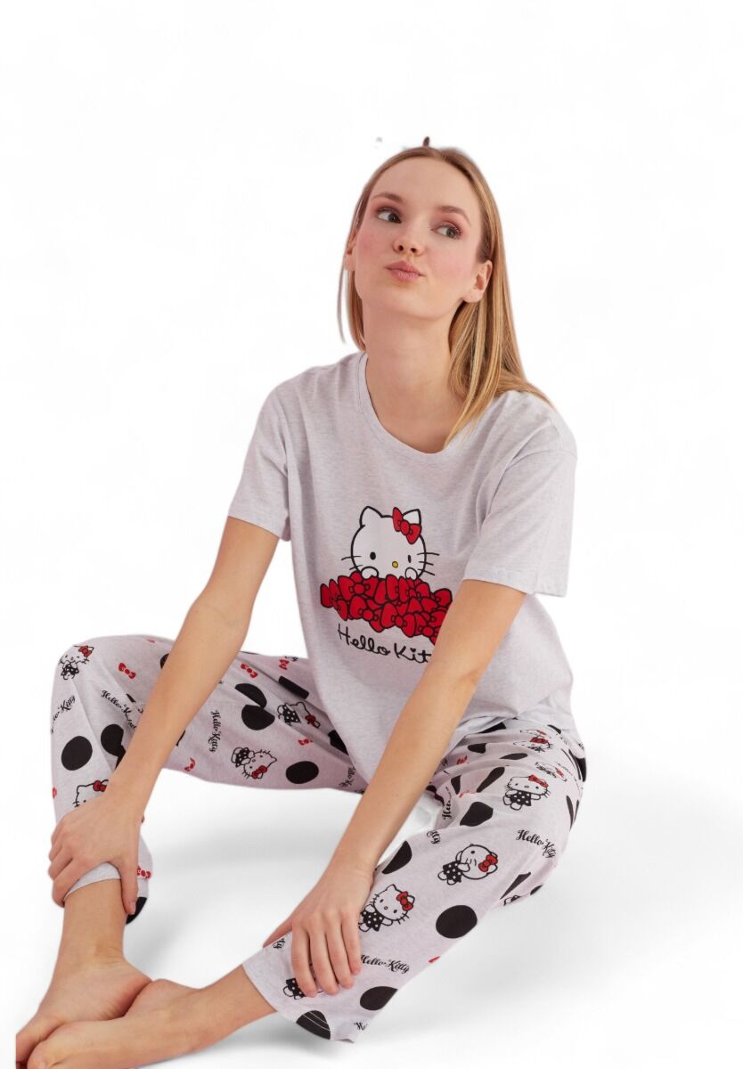 Πιτζάμα γυναικεία με μακρύ παντελόνι Hello Kitty Love