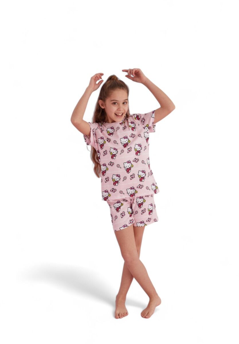 Πιτζάμα παιδική με σορτσάκι Hello Kitty Pink