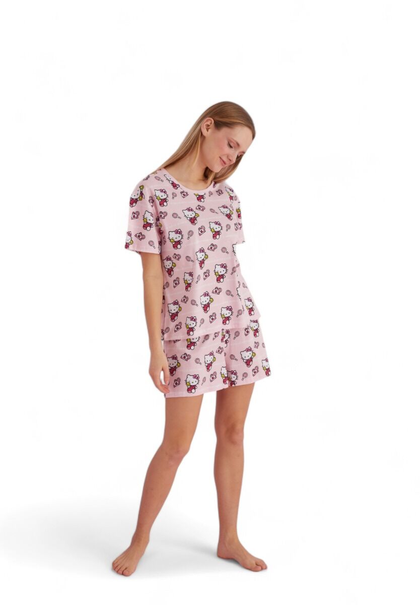 Πιτζάμα γυναικεία με σορτσάκι Hello Kitty Pink