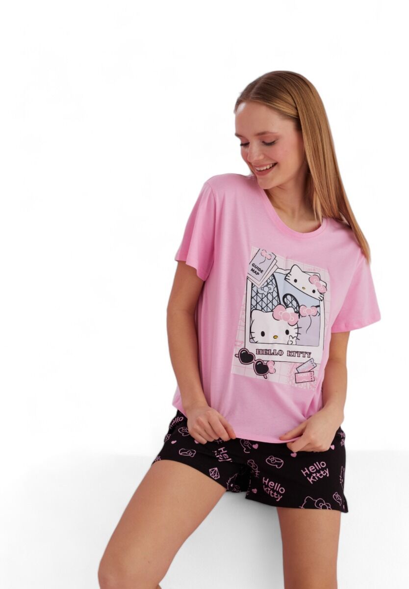 Πιτζάμα γυναικεία με σορτσάκι Hello Kitty Travel