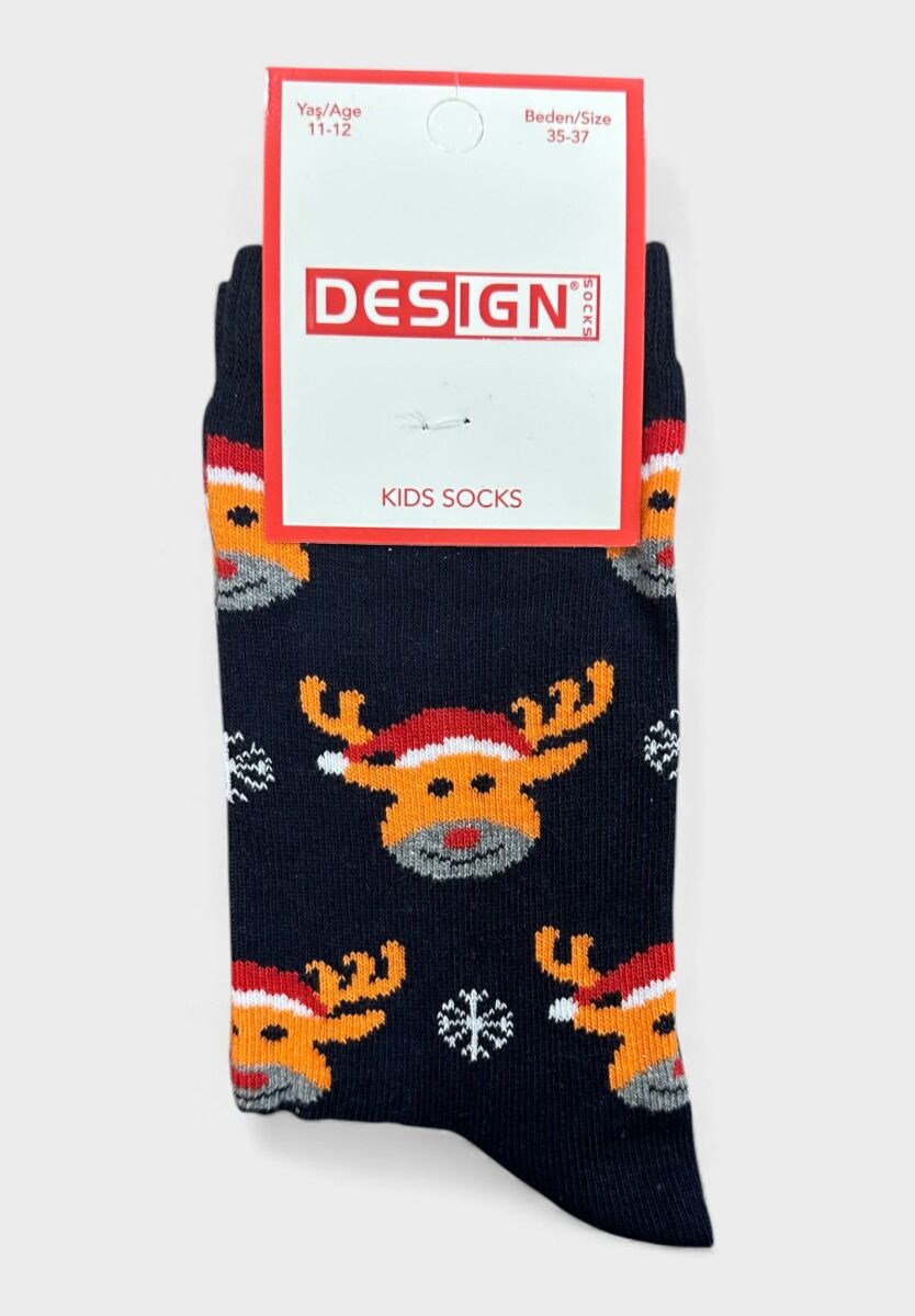 Παιδικές κάλτσες Christmas με σχέδιο ελαφάκι και νιφάδες – Design Socks