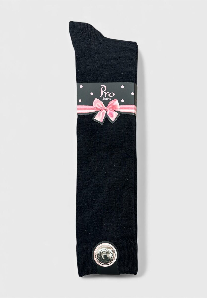 Γυναικεία μάλλινη κάλτσα Pro Socks μαύρη μέχρι το γόνατο – flat lay