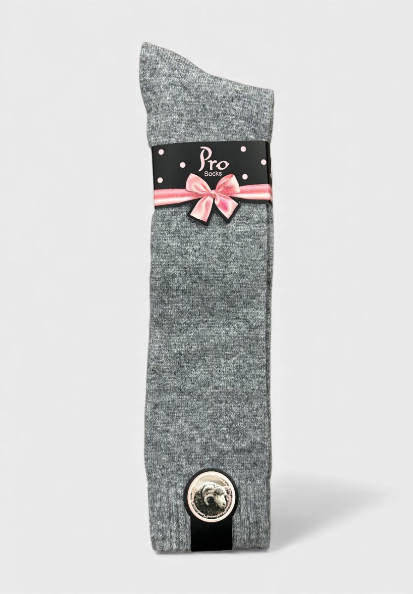 Γυναικεία μάλλινη κάλτσα Pro Socks γκρι μέχρι το γόνατο – flat lay
