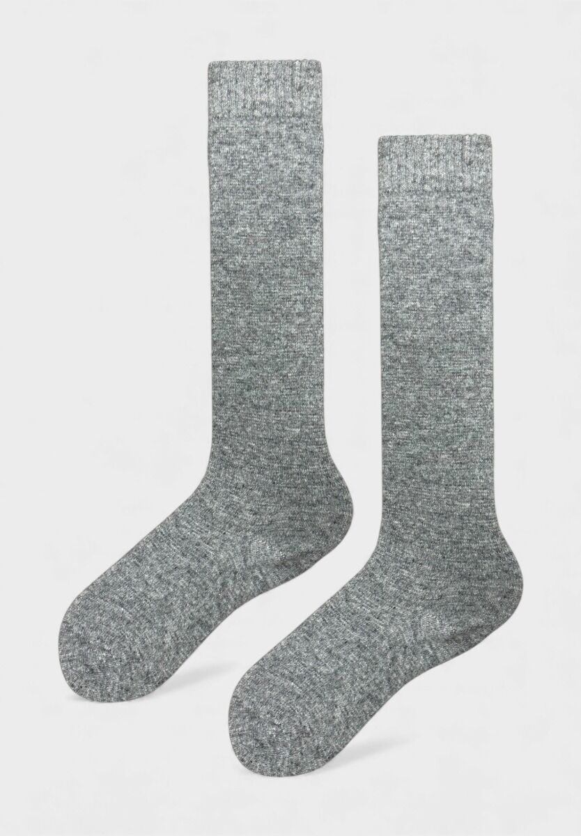 Γυναικεία μάλλινη κάλτσα Pro Socks γκρι μέχρι το γόνατο – flat lay