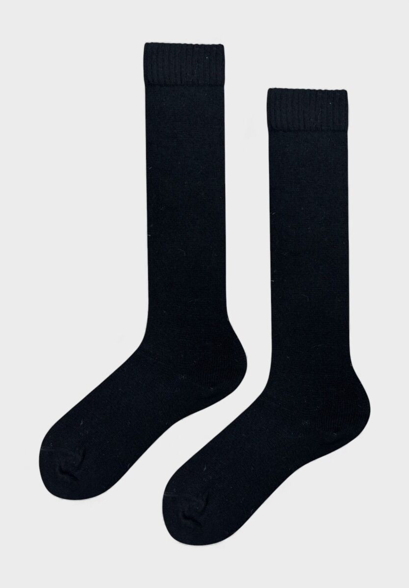 Γυναικεία μάλλινη κάλτσα Pro Socks μαύρη μέχρι το γόνατο – flat lay