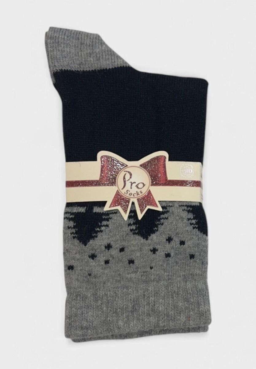 Γυναικεία μάλλινη κάλτσα Pro Socks Frosty Night σε μαύρο-γκρι