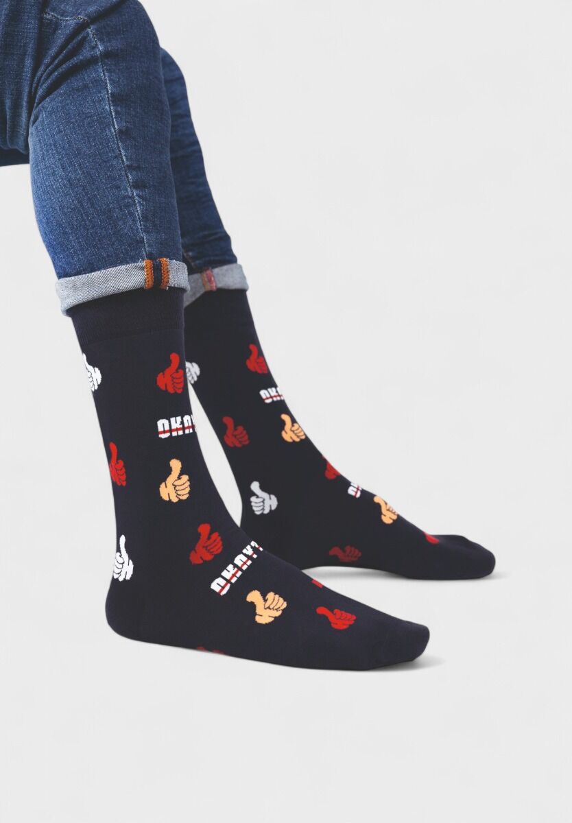 Ανδρική κάλτσα Soma Socks “Okay” σε navy χρώμα