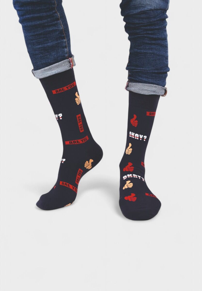 Ανδρική κάλτσα Soma Socks “Okay” σε navy χρώμα