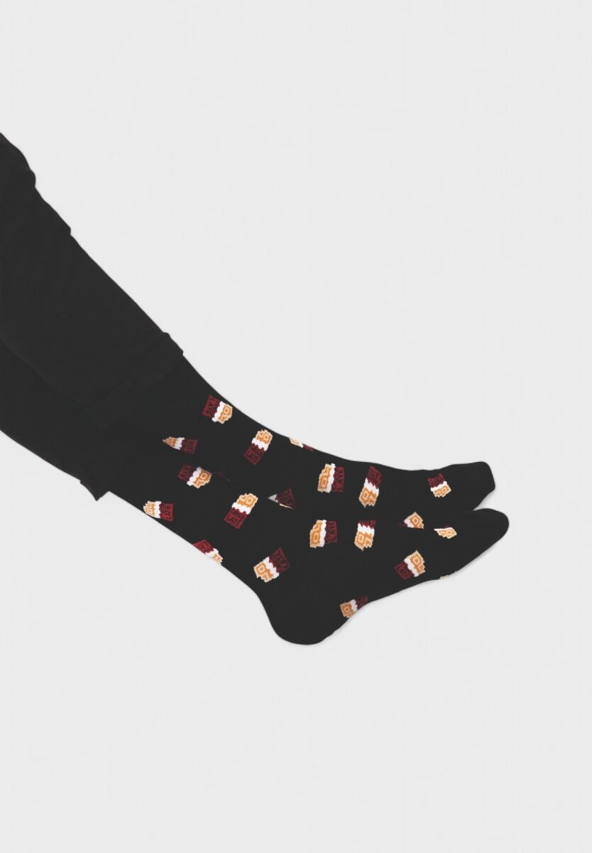 Ανδρική κάλτσα Soma Socks Chocolate μαύρη με σχέδιο σοκολάτας – Premium cotton 80%