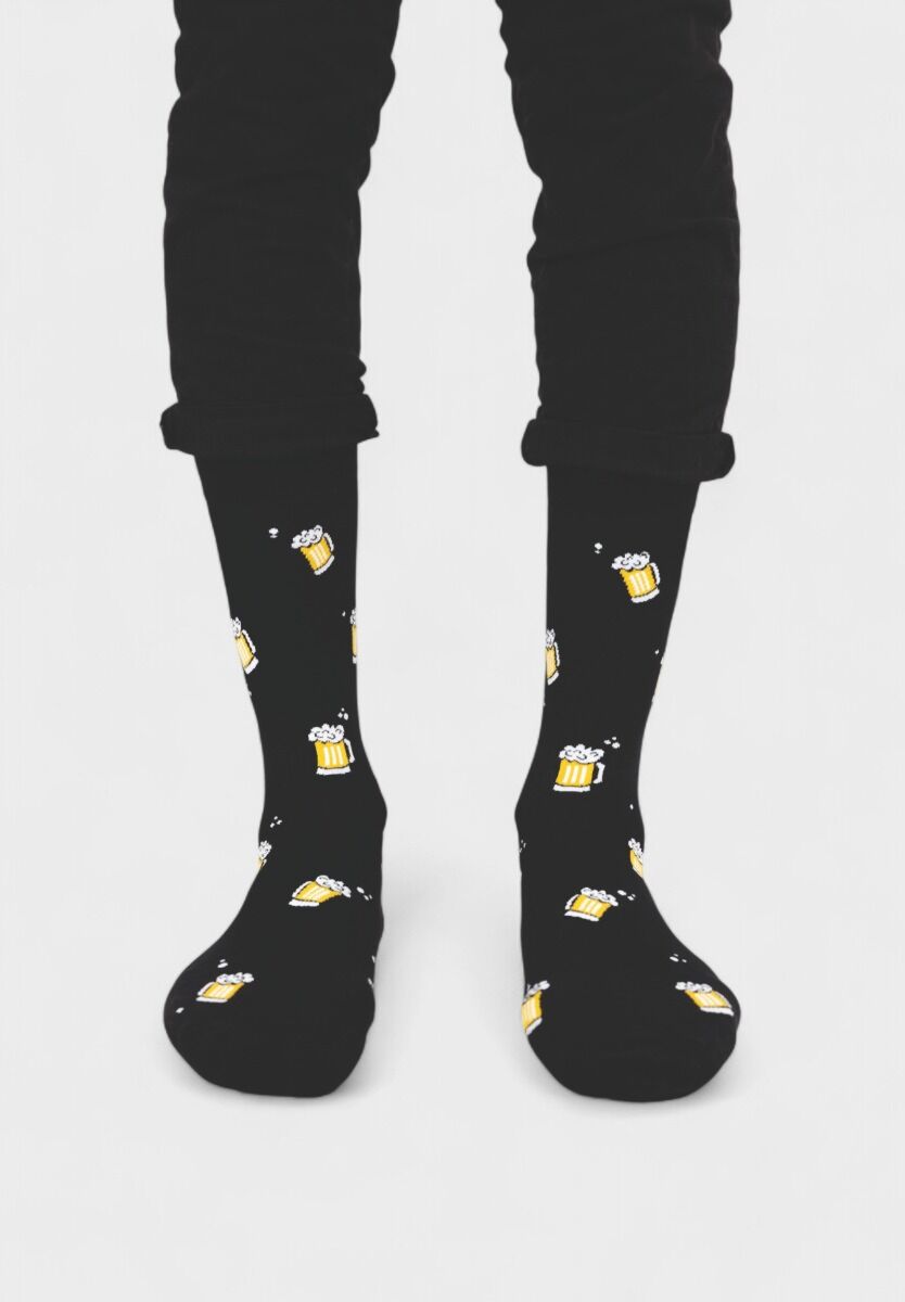 Ανδρική κάλτσα Soma Socks Drink Beer μαύρη με σχέδιο μπύρες