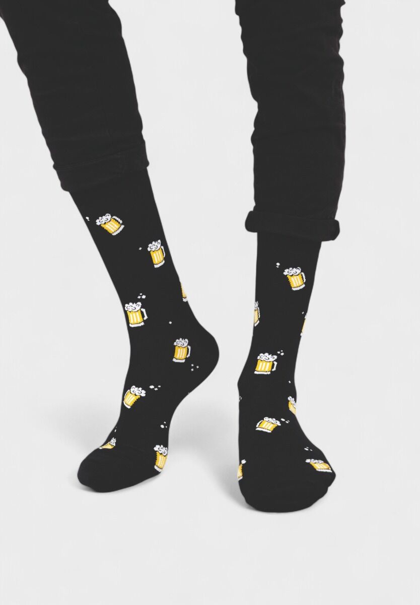 Ανδρική κάλτσα Soma Socks Drink Beer μαύρη με σχέδιο μπύρες