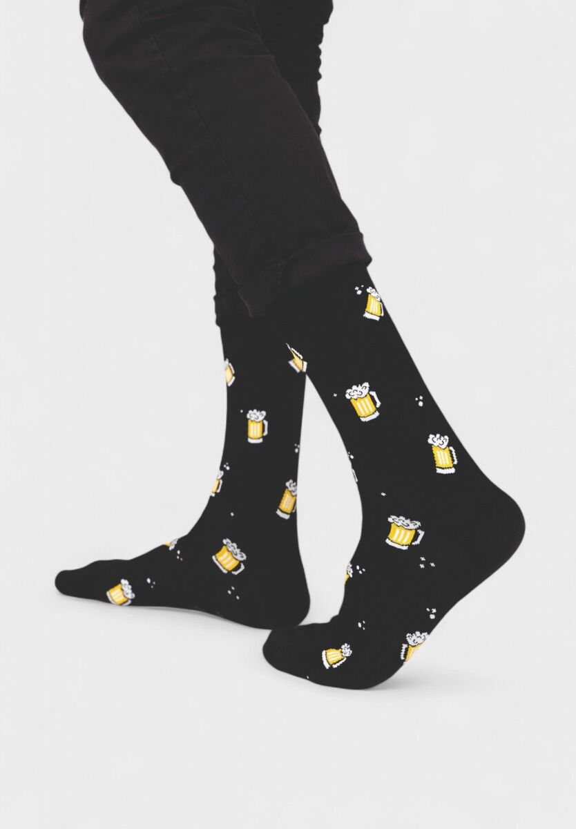 Ανδρική κάλτσα Soma Socks Drink Beer μαύρη με σχέδιο μπύρες