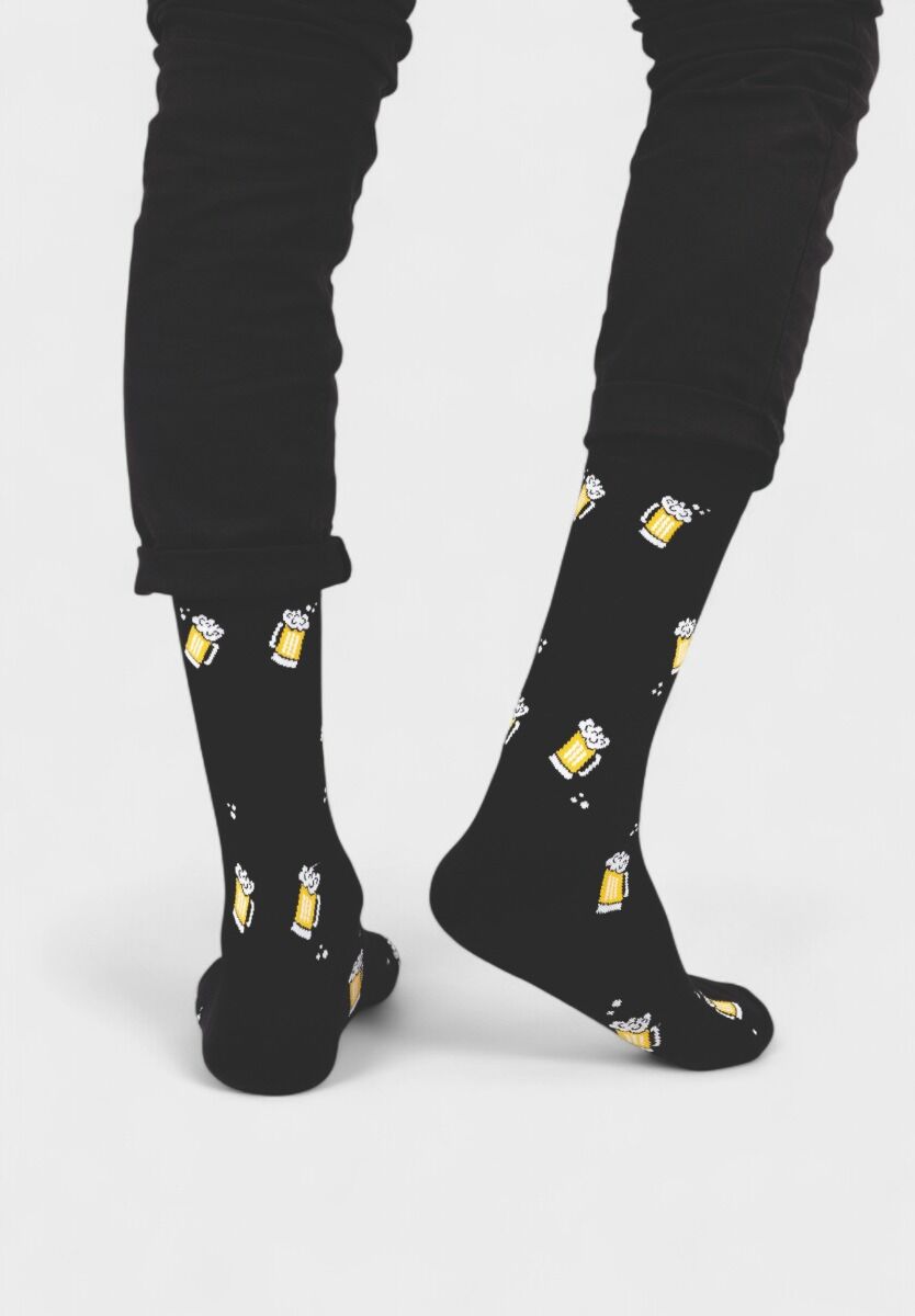 Ανδρική κάλτσα Soma Socks Drink Beer μαύρη με σχέδιο μπύρες