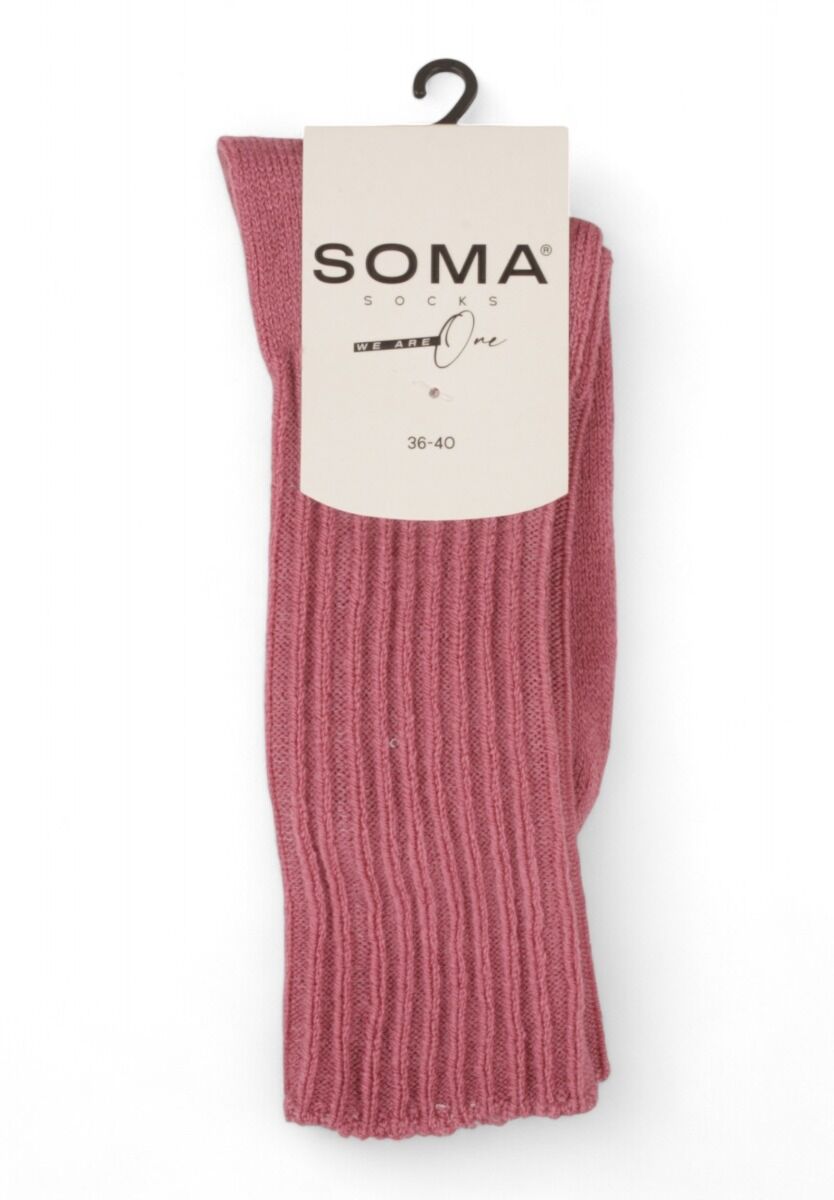 Κάλτσες γυναικείες Rib μάλλινες Soma Pink