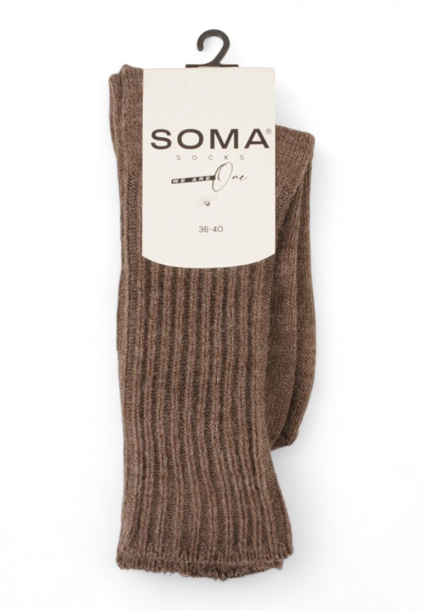 Κάλτσες γυναικείες Rib μάλλινες Soma Coffee